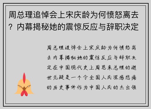 周总理追悼会上宋庆龄为何愤怒离去？内幕揭秘她的震惊反应与辞职决定